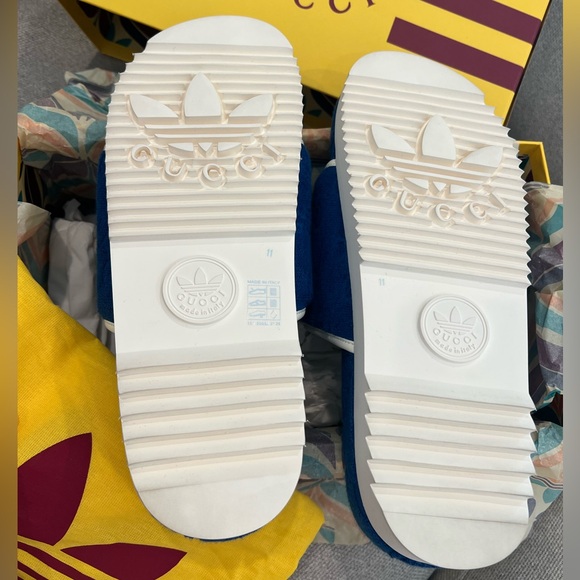 NEW Gucci x Adidas GG monogram logo slide sandals - Picture 11 of 11